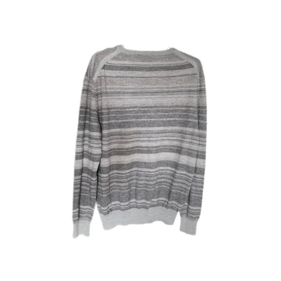 Calvin Klein Gray Striped Long Sleeve V Neck Merino Wool Blend Sweater womens XL - Picture 2 of 11